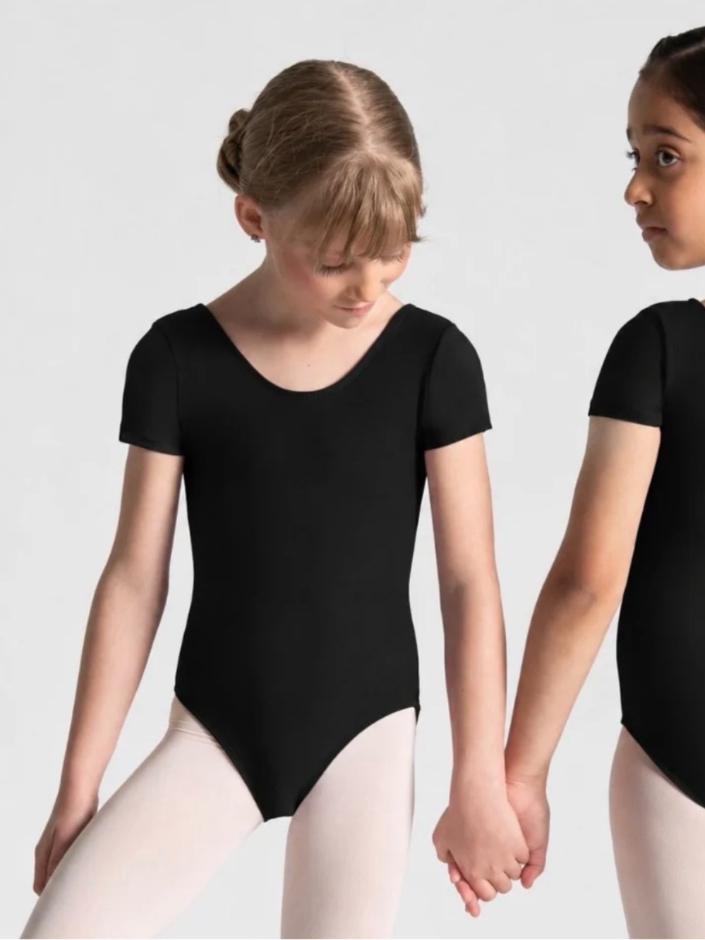 Capezio Black Mock Neck Short Sleeve Dance Leotard Size M